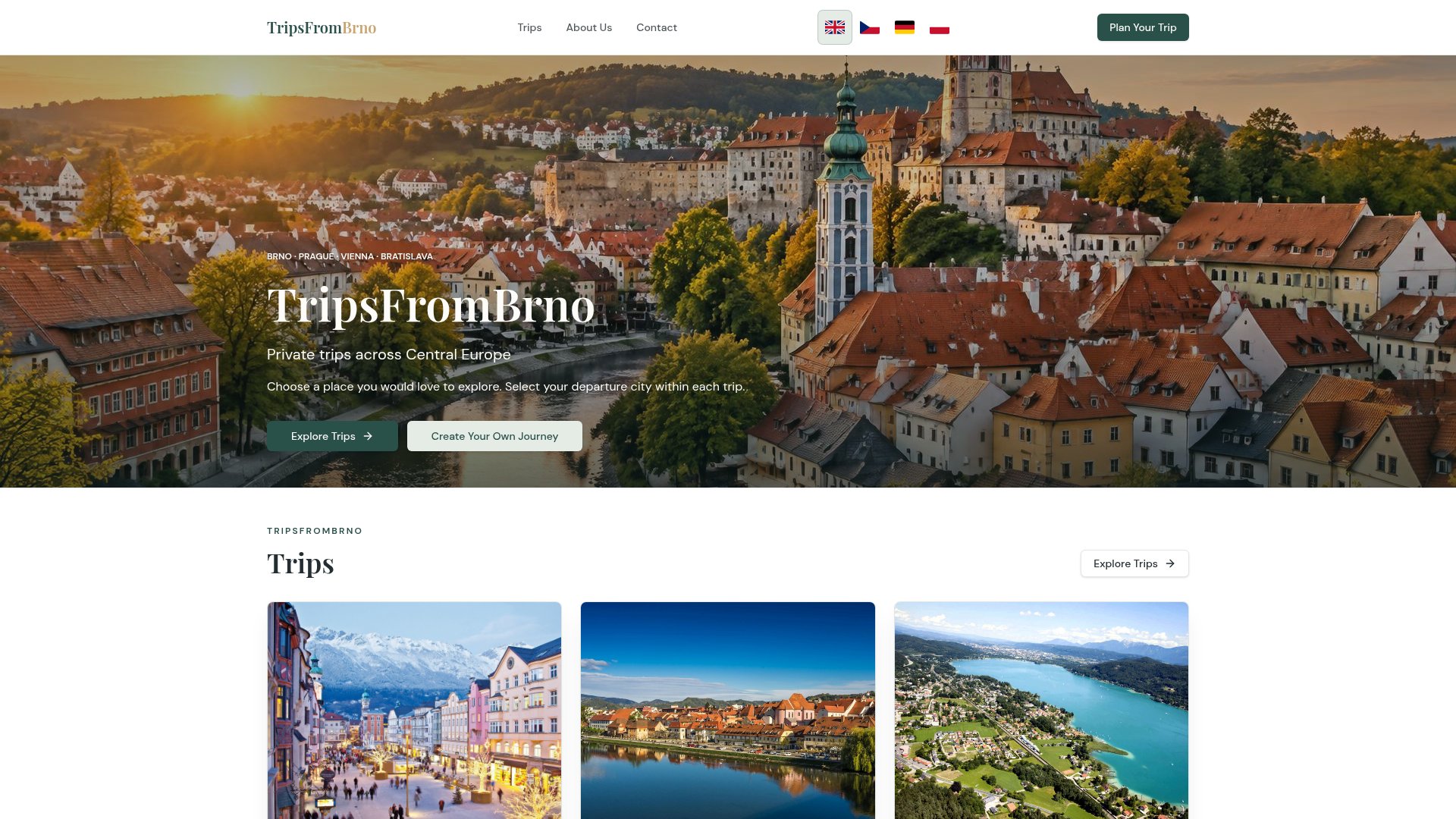 Náhled webu TripsFromBrno